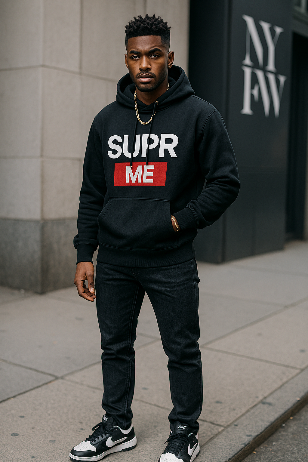 Rich and Rich SUPRR ME Black Hoodie for Men front view