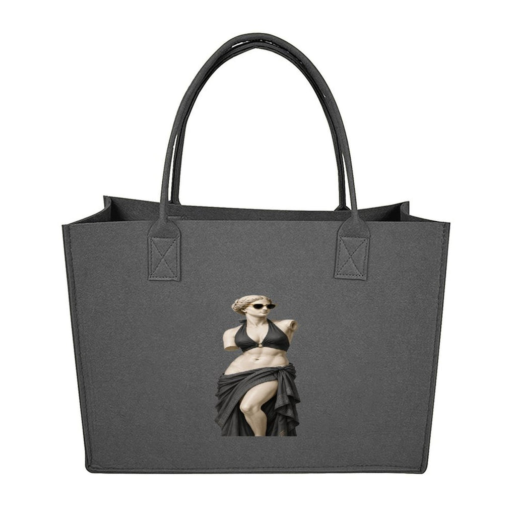 Rich and Rich Modern Goddess Dark Gray Felt Tote Bag | Durable Reusable Everyday Shopping Tote | Made in USA - Rich and Rich Homeopportunities