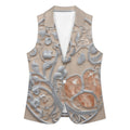 Women's sleeveless blazer vest in worsted wool with open front and turn-down collar