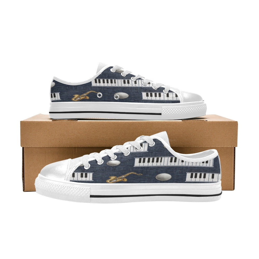 Rich and Rich Men's Navy Blue Piano/Saxophone Low-Top Sneakers