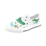 Critter Kicks Boys’ Croc Rock White Slip On Canvas Shoes