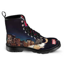 Load image into Gallery viewer, Men&#39;s Lace Up Caricature Canvas Black Boots
