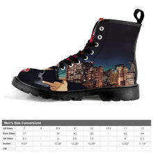 Load image into Gallery viewer, Men&#39;s Lace Up Caricature Canvas Black Boots
