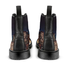 Load image into Gallery viewer, Men&#39;s Lace Up Caricature Canvas Black Boots
