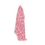 Pink abstract halterneck backless dress in silky fabric with low-cut back and flowing silhouette — product detail