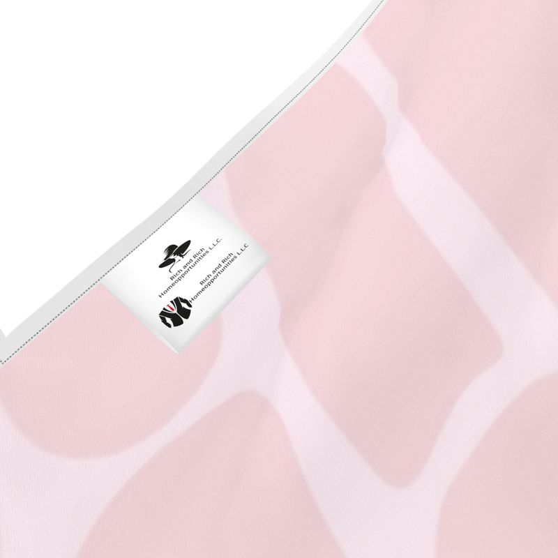 Pink abstract halterneck backless dress in silky fabric with low-cut back and flowing silhouette — rear view