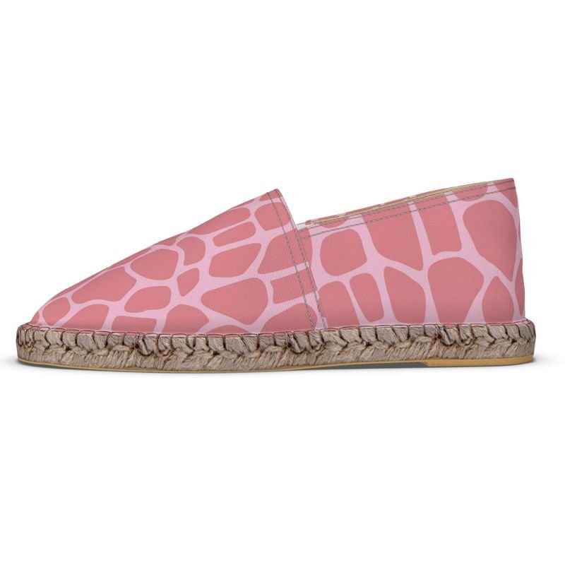 Handmade unisex espadrilles with pink abstract print and slip-on profile for casual wear — additional view 6