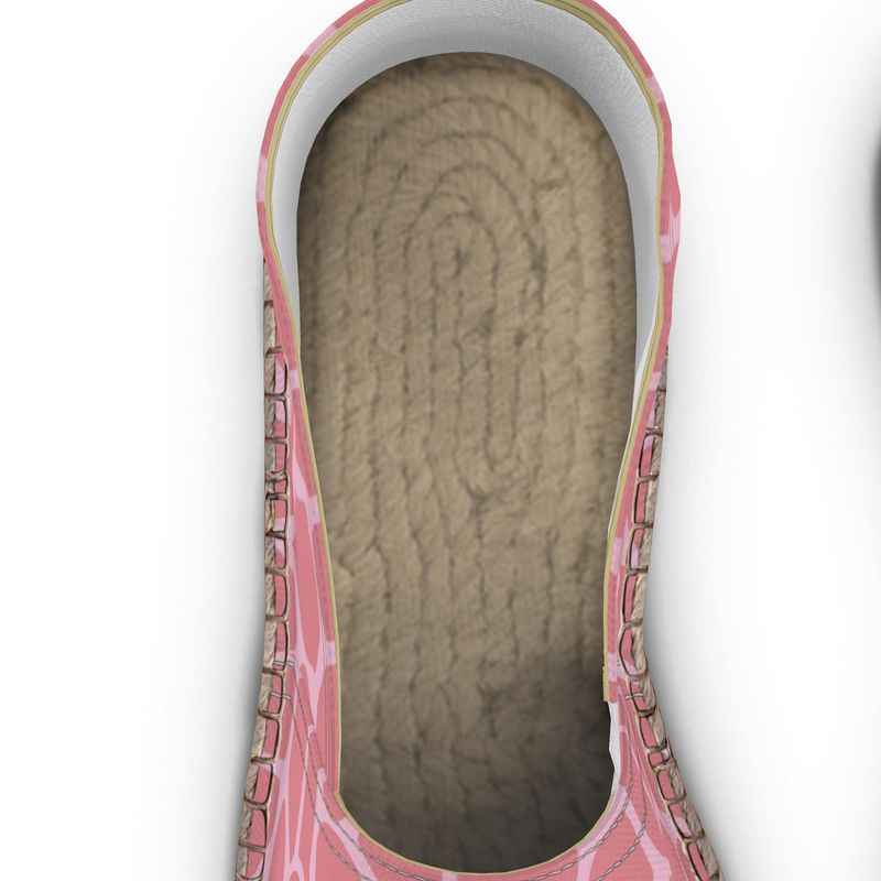Handmade unisex espadrilles with pink abstract print and slip-on profile for casual wear — additional view 8