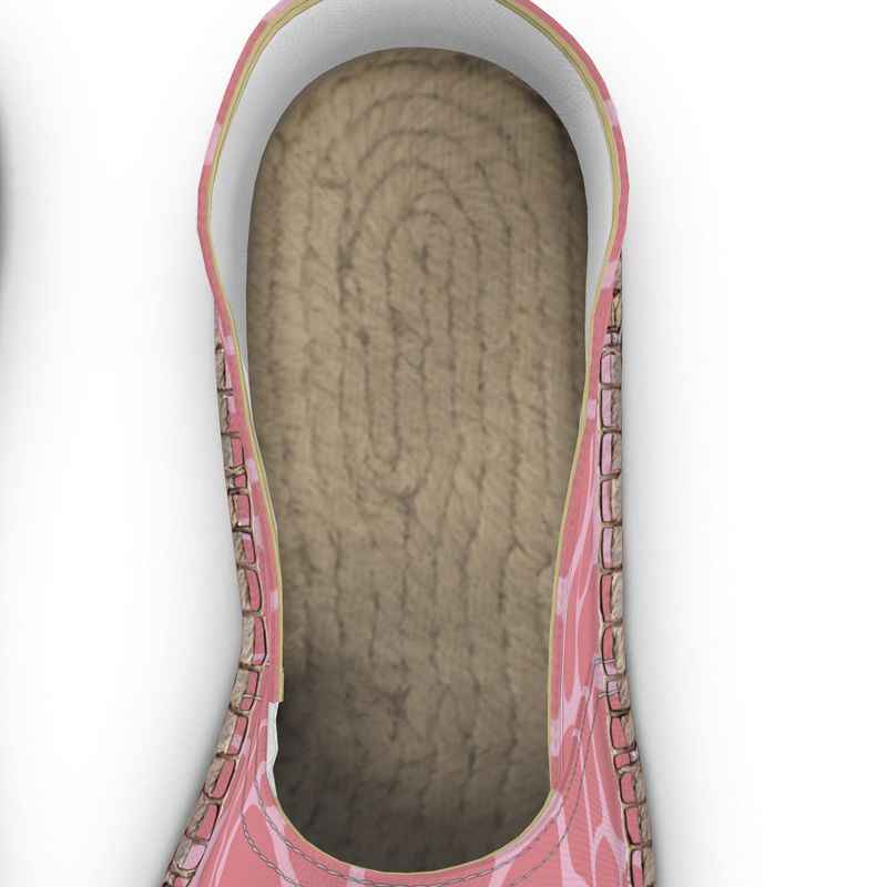 Handmade unisex espadrilles with pink abstract print and slip-on profile for casual wear — additional view 9
