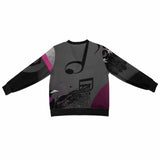 Men's magenta, black and gray v-neck cardigan with five-button front and long sleeves — rear view