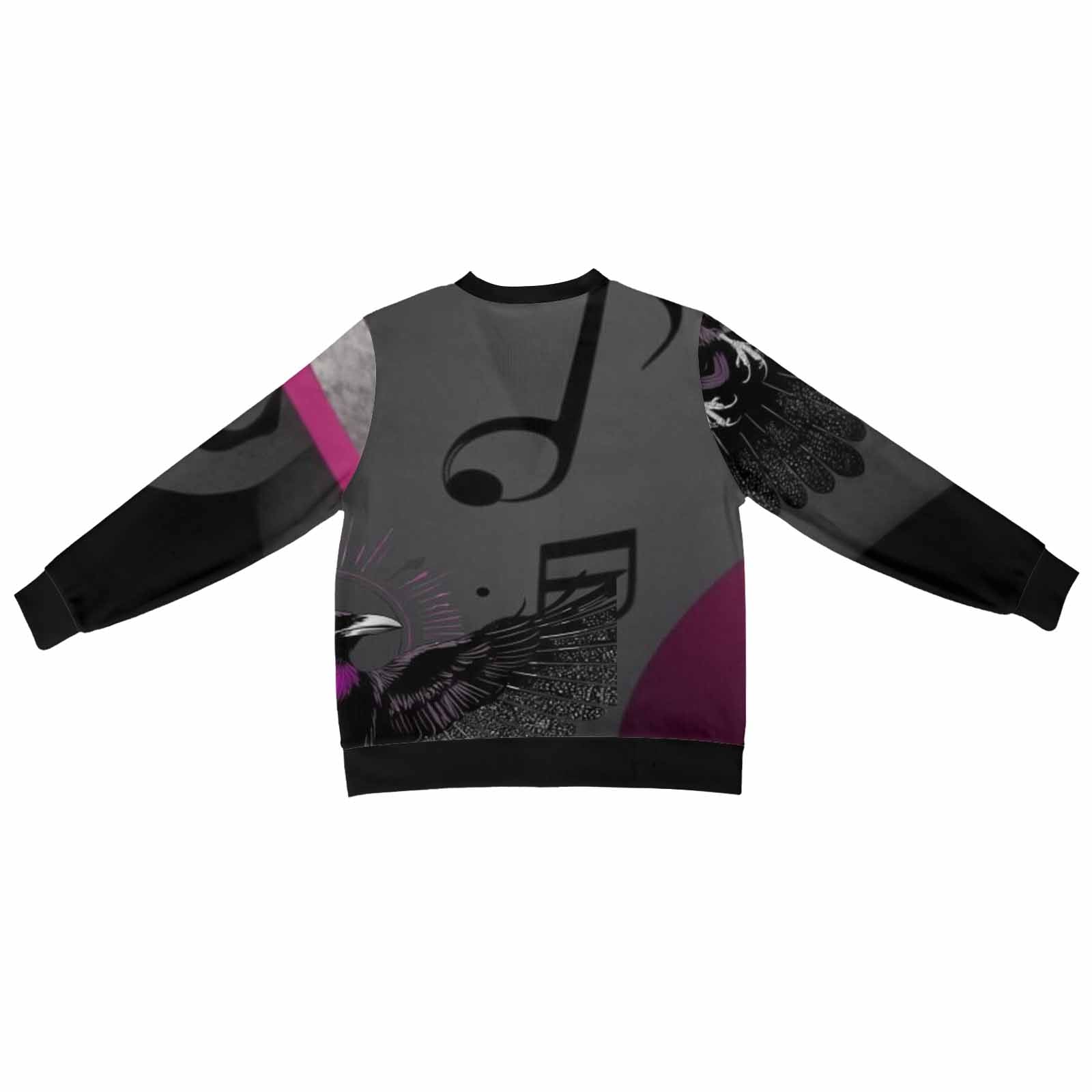 Men's magenta, black and gray v-neck cardigan with five-button front and long sleeves — rear view