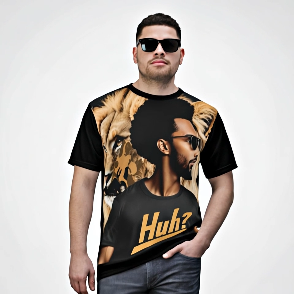 Bold Graphic Tee with Lion Design, Unisex T-Shirt, Statement Apparel, Animal Lovers Gift, Trendy Streetwear, Unique Fashion Top