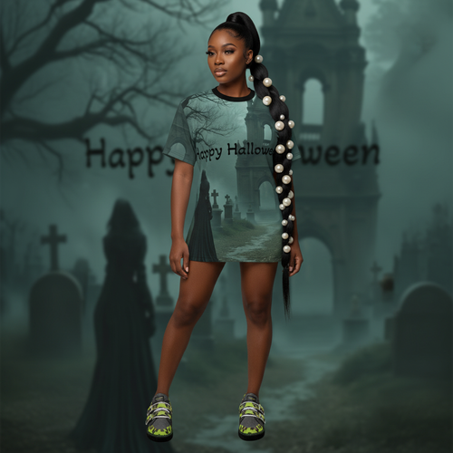 Halloween Unisex Tee featuring spooky ghostly all-over print for Halloween party wear