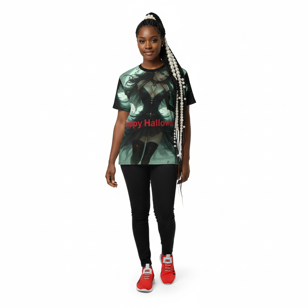 Halloween Gothic Fairy Unisex Tee with dark fantasy spooky graphic design