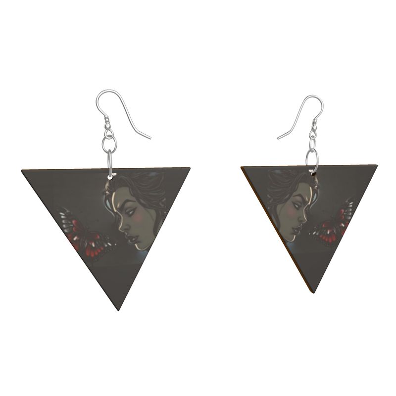 Rich and Rich Triangular Wooden Women's Earrings