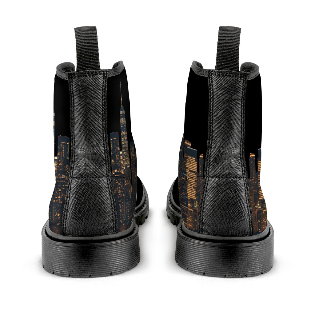 Rich and Rich Men's black canvas lace up boots with caricature design