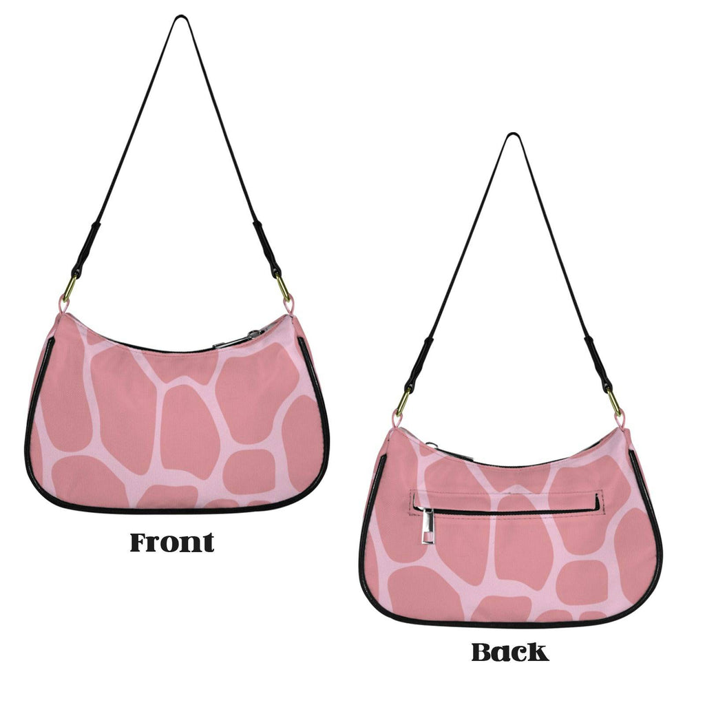 R&RH Pink Safari Print Women's Shoulder Bag with leather edges and black strap