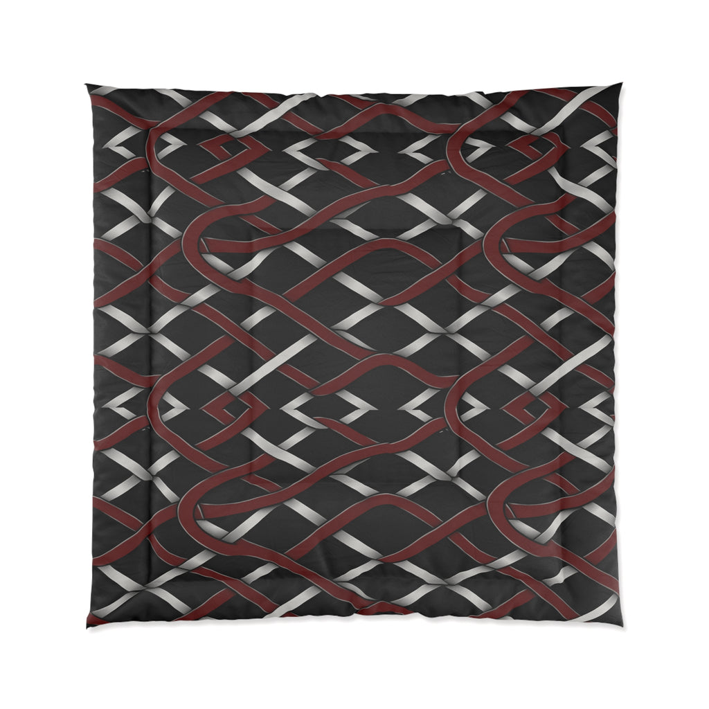 Rich and Rich Red and Gray Modern Geometric Comforter on bed in stylish bedroom