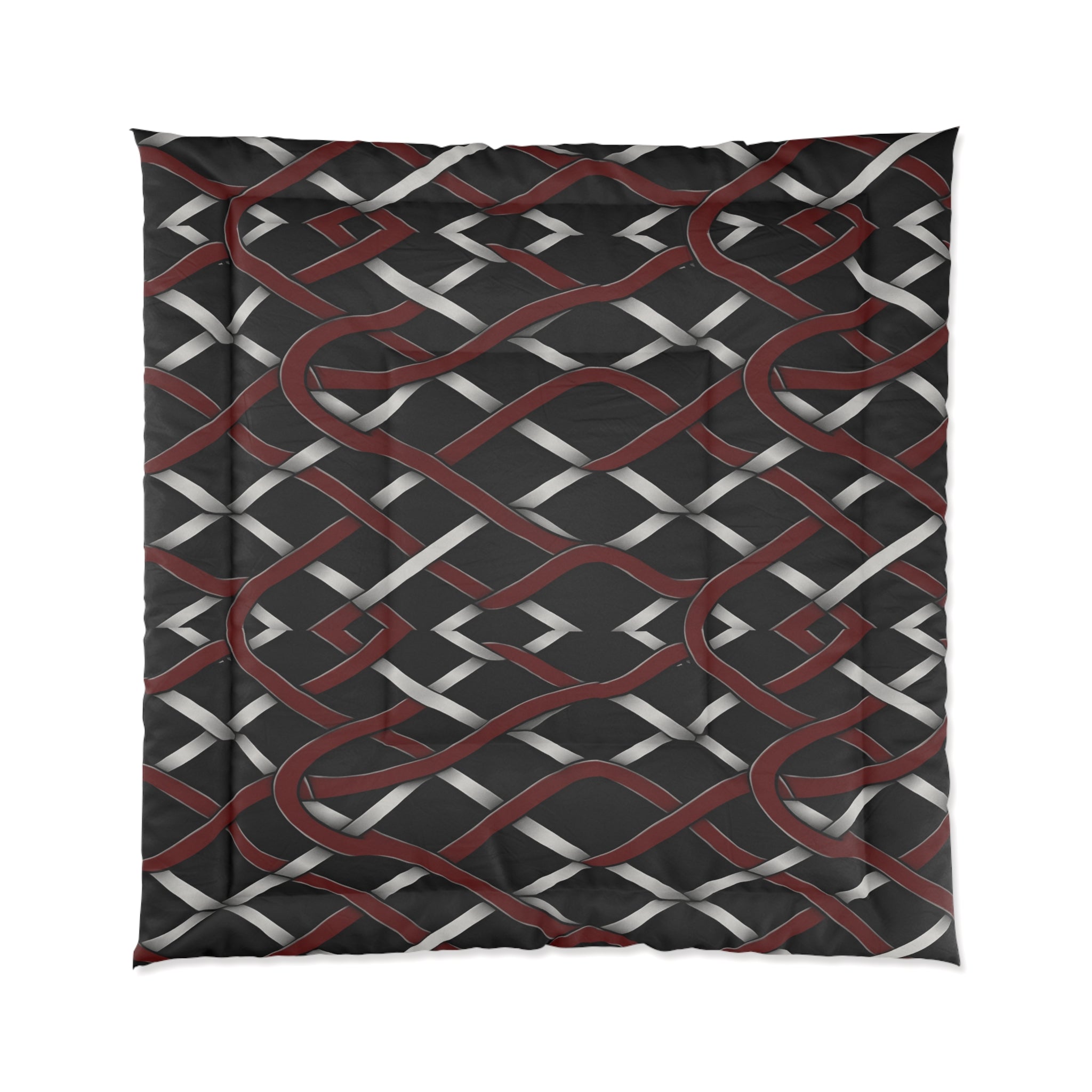 Rich and Rich Red and Gray Modern Geometric Comforter on bed in stylish bedroom