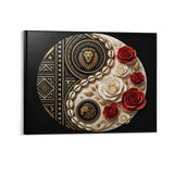 Framed 20x16 canvas featuring a luxury Yin-Yang design with tribal-inspired accents in black and gold — alternate view