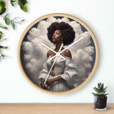 Square 10-inch wall clock with wood frame, plexiglass face, and a quiet metal mechanism — additional view 7