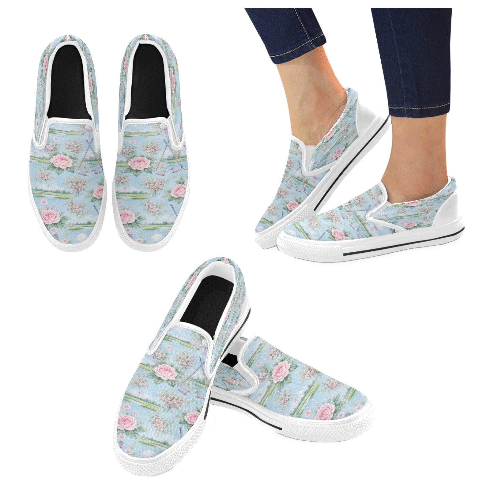 Rich and Rich Women’s Blue Golf Canvas Slip-On Casual Shoes | Stylish Comfortable Golf-Inspired Sneakers