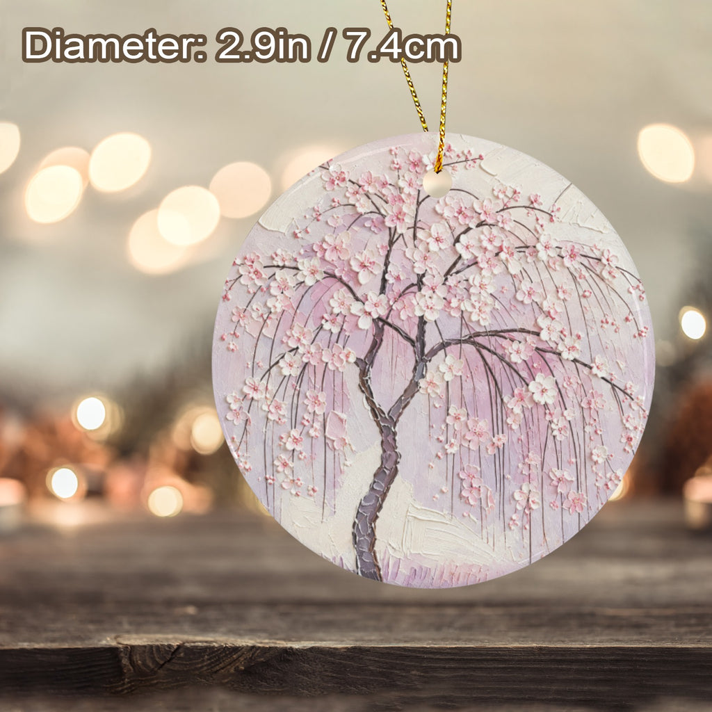 Rich and Rich Cherry Blossom Tree Round Ceramic Ornament Two Designer Sides - Rich and Rich Homeopportunities
