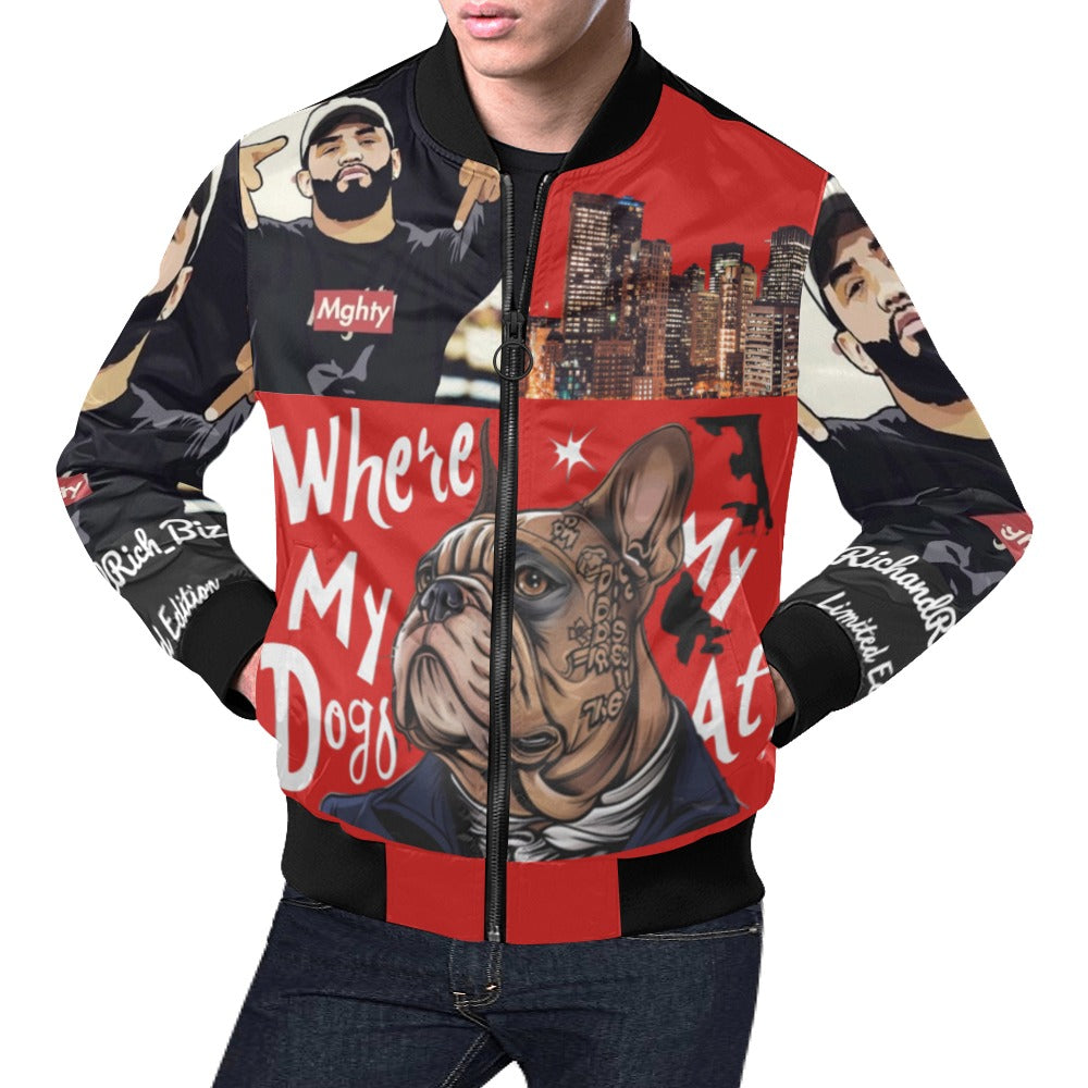 Rich and Rich Graphic Unisex Bomber Red Caricature Jacket