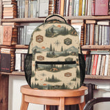Beige 17-inch backpack with front pocket, mesh side pockets, padded straps, and orange buckle detail — additional view 12