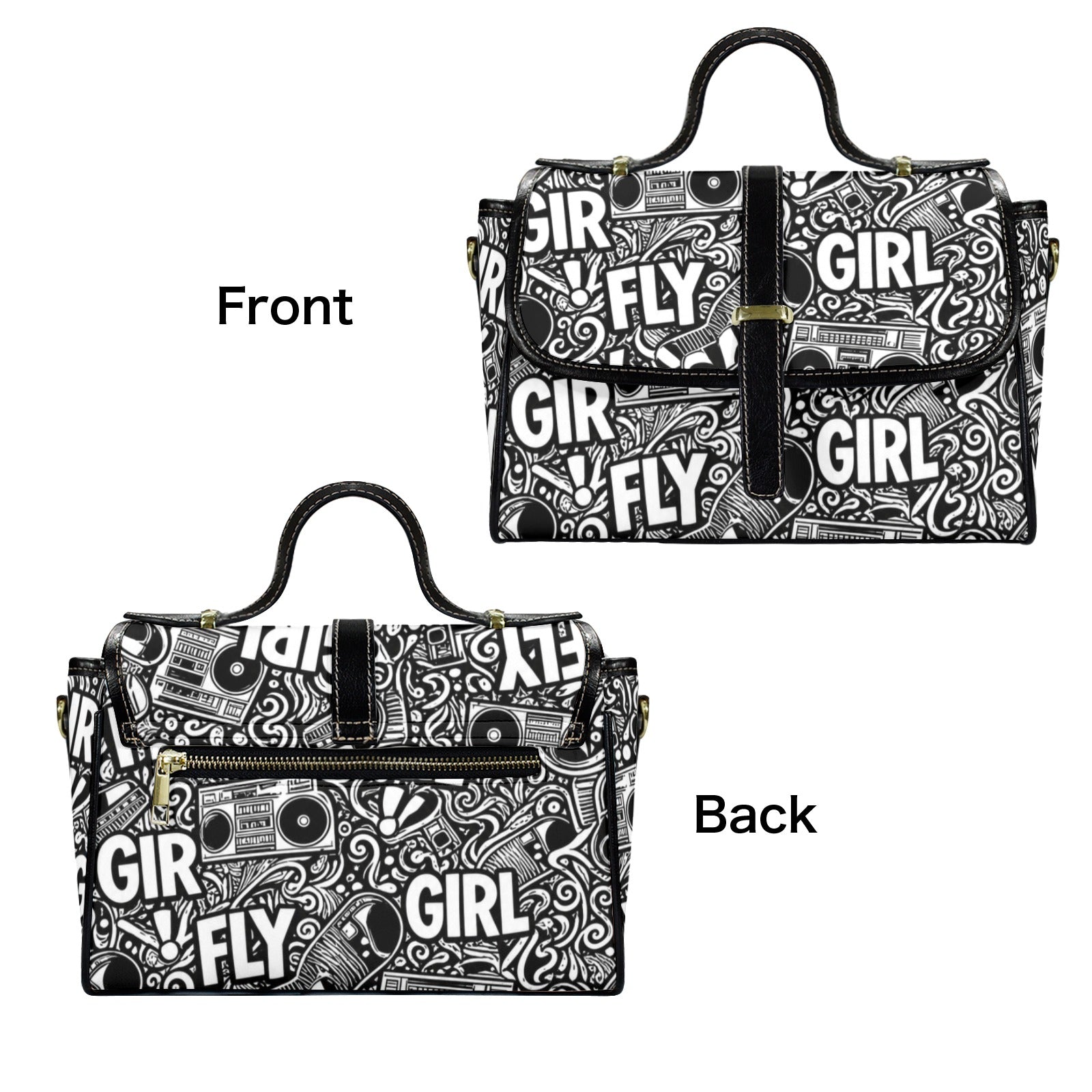 Rich and Rich Women's Fly Girl Leather Black Satchel Bag