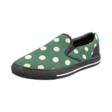 Rich and Rich Women's Forest Green Cream Polka Dot Canvas Slip On Shoes