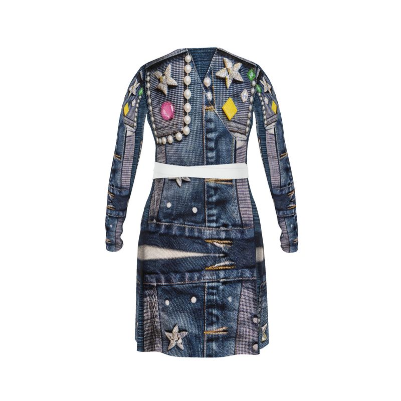 Rich and Rich Women's Blue Jean Look Wrap Dress