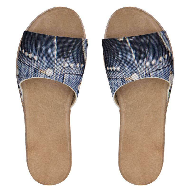 R_RH Womens Jean Look Leather Sliders - Rich and Rich Homeopportunities 