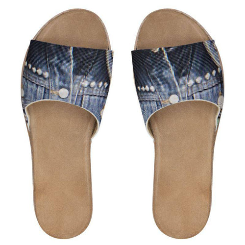 R_RH Womens Jean Look Leather Sliders - Rich and Rich Homeopportunities 