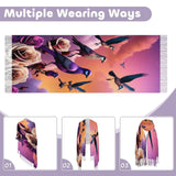 Soft imitation cashmere tassel scarf with finished hem and tassel fringe, one size — side view