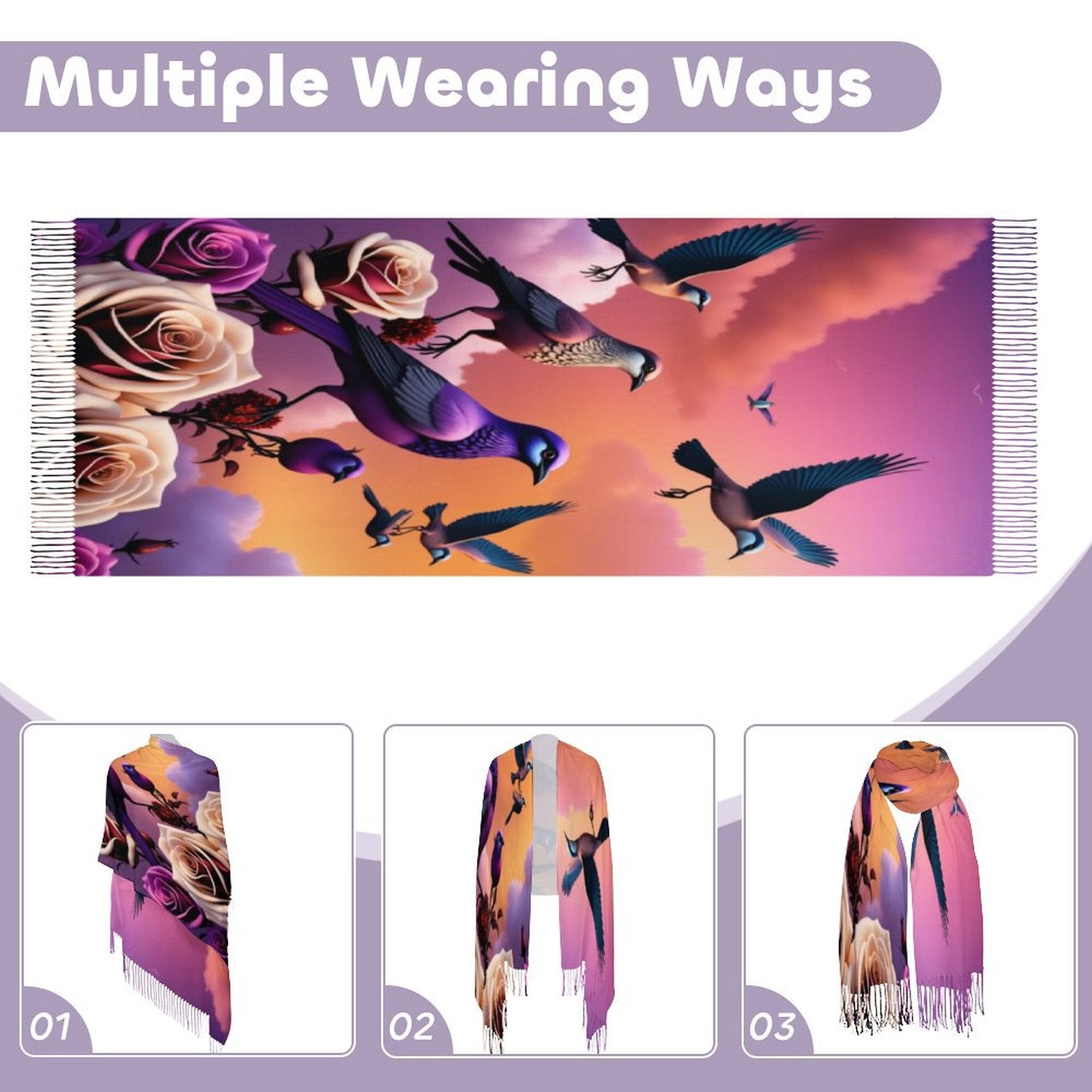 Soft tassel scarf made from imitation cashmere with fine hemming