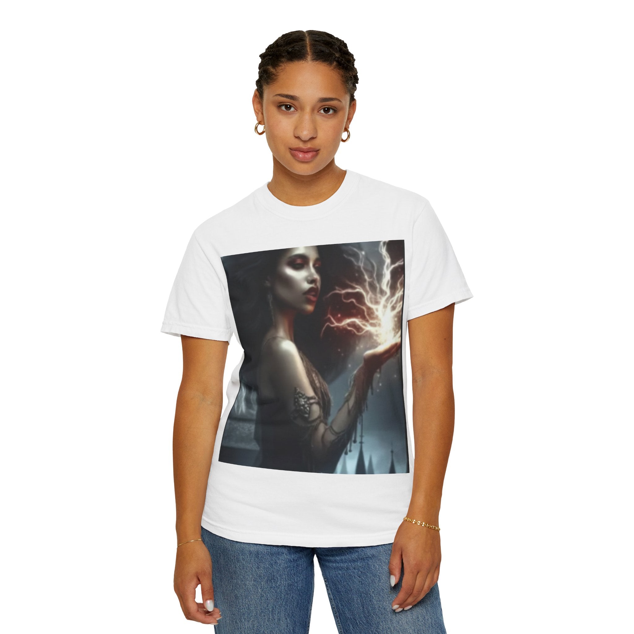 Mystical Magic unisex garment-dyed t-shirt featuring witchy fantasy art design