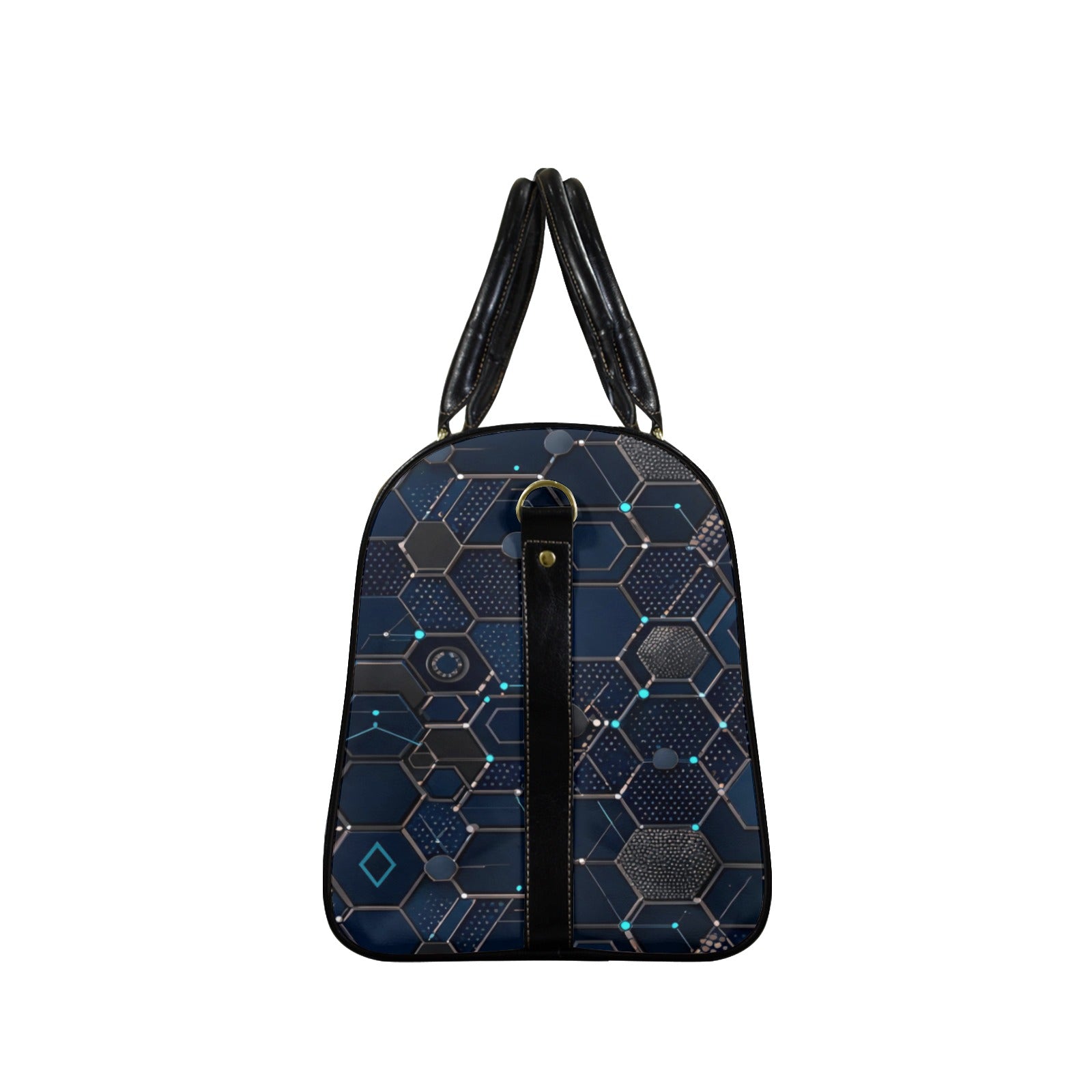 Rich and Rich Blue Hex Network PU Leather Travel Bag for Gym, Weekend & Long-Term Travel