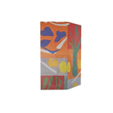 Orange abstract three-panel folding screen on strong canvas with concertina fold and nickel rivets
