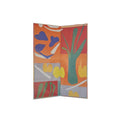 Rich and Rich Orange Abstract Designer Folding Screen with vibrant modern art pattern
