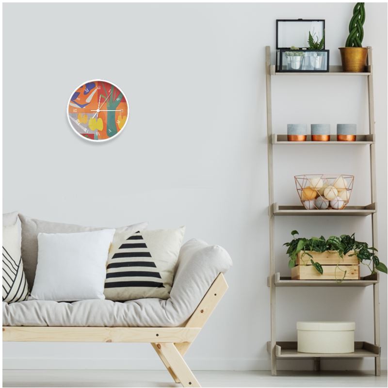 Rich and Rich Orange Abstract Wall Clock featuring vibrant orange modern abstract design