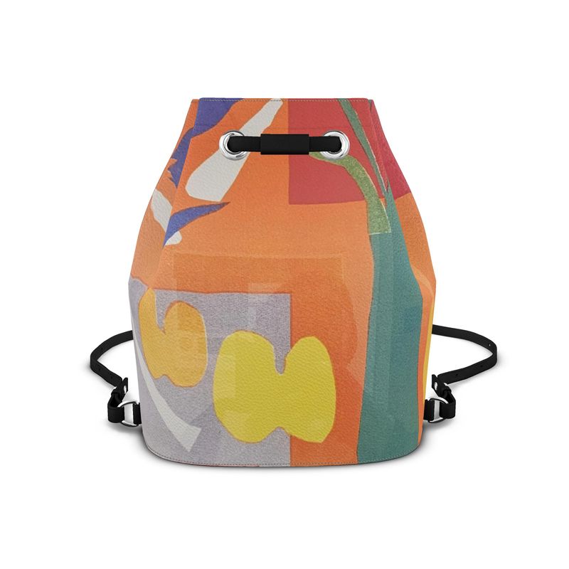 Rich and Rich Orange Abstract Designer Bucket Women's Drawstring Backpack