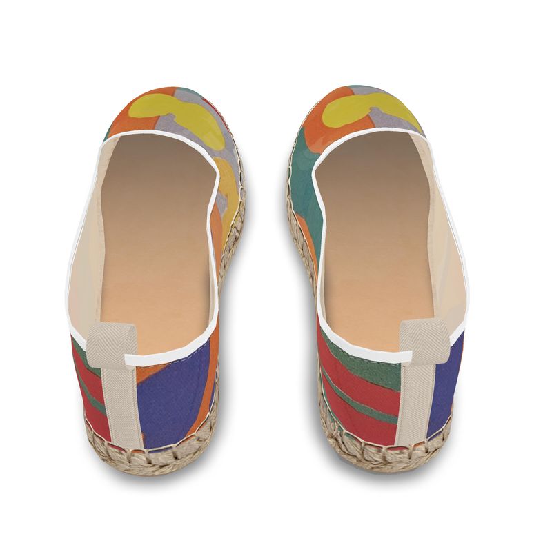 Handmade loafer espadrilles with natural jute sole and printed canvas upper