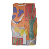 High-waisted orange floral pencil skirt with centre back seam and a 7-inch rear slit in a fitted silhouette — alternate view