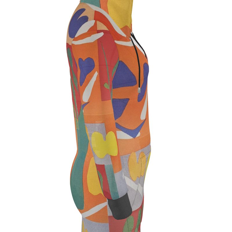 Rich and Rich Orange Abstract Women's Hoodie Dress featuring full sleeves and kangaroo pocket