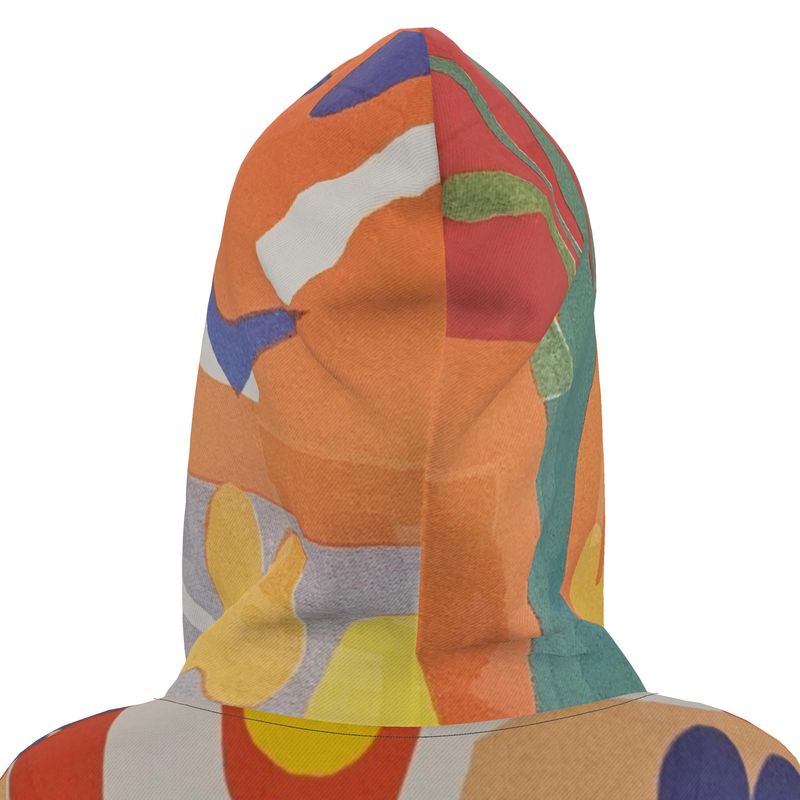 Rich and Rich Orange Abstract Women's Hoodie Dress featuring full sleeves and kangaroo pocket