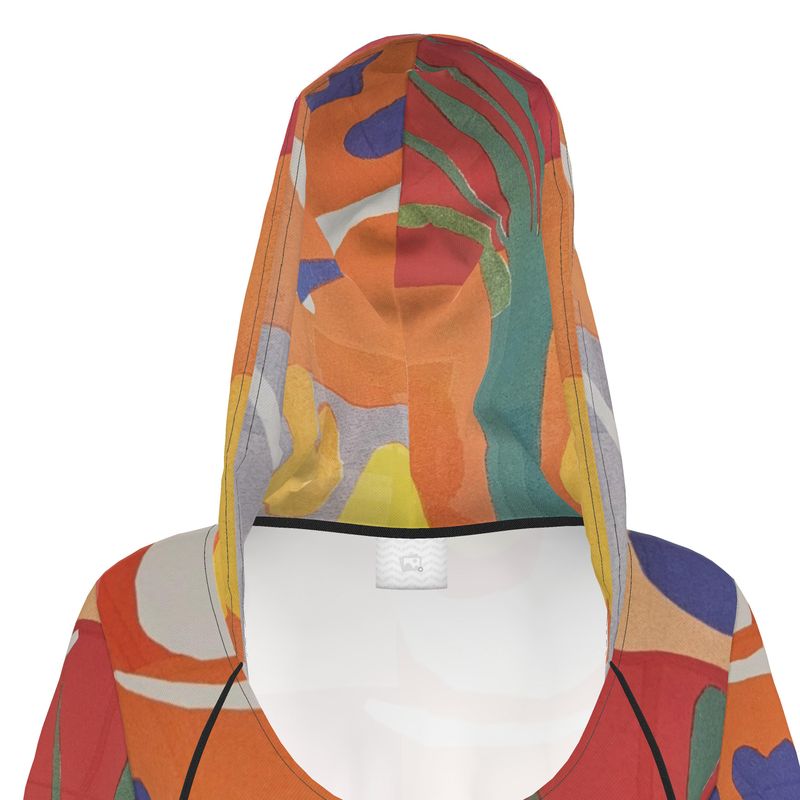 Rich and Rich Orange Abstract Women's Hoodie Dress featuring full sleeves and kangaroo pocket