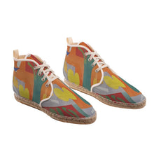 Load image into Gallery viewer, R&amp;RH Orange Abstract Designer Hi Top Espadrilles

