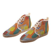 Load image into Gallery viewer, R&amp;RH Orange Abstract Designer Hi Top Espadrilles
