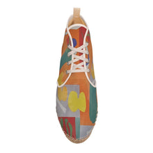 Load image into Gallery viewer, R&amp;RH Orange Abstract Designer Hi Top Espadrilles
